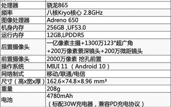 米十 小米10参数详细参数