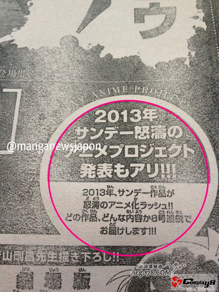 小学馆2013年将发表怒涛般动画化企划