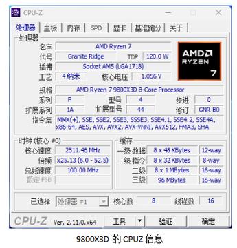 AMD锐龙7 9800X3D核心参数泄露!